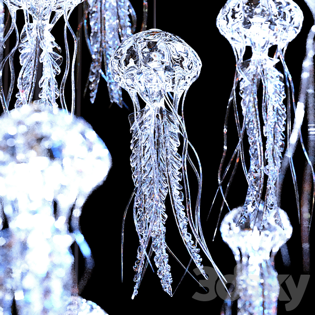 Suspended light composition Jellyfish 3DSMax File - thumbnail 3