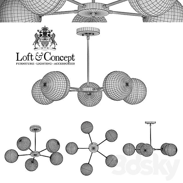 Suspension light Copper Light Chandelier 5 3DSMax File - thumbnail 3