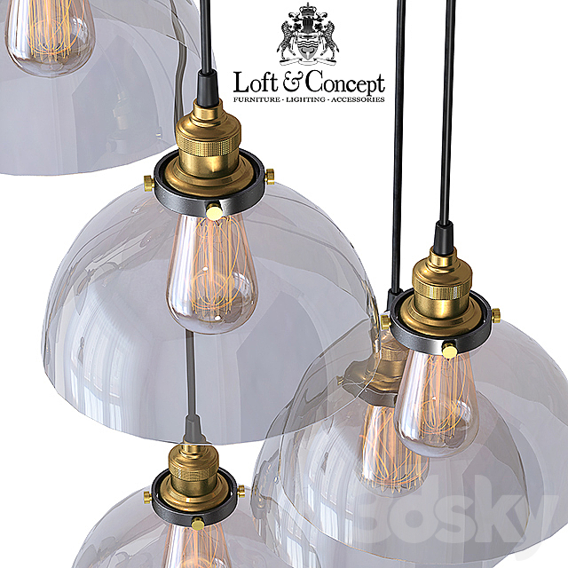 Suspension Loft Clear Glass SemiSphere Cloche 5 3DSMax File - thumbnail 2