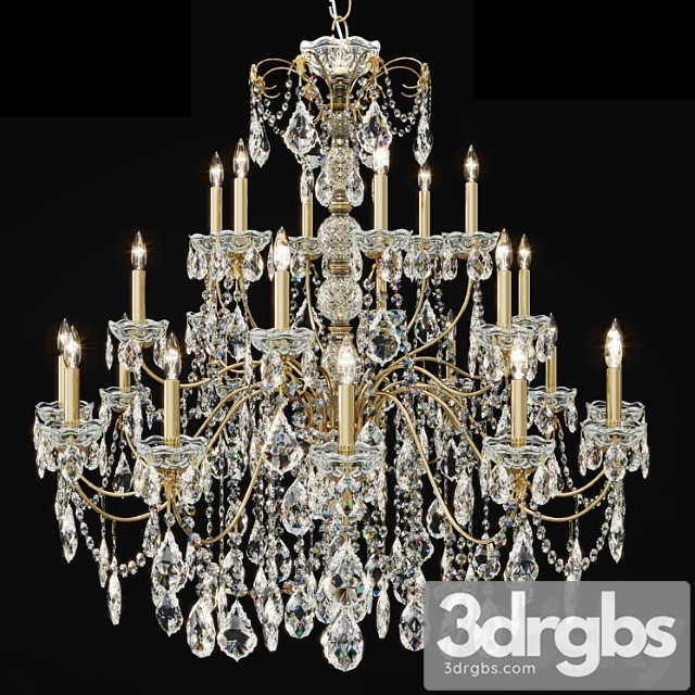 Swarovski schonbek 1718-23 chandelier 3dsmax Download - thumbnail 1