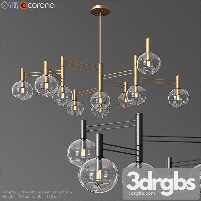 Temper glass chandelier minimalist lampatron 3dsmax Download - thumbnail 1