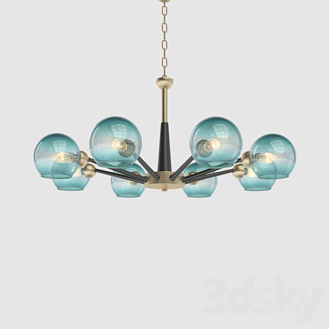 Thalia chandelier blue glass 3DSMax File - thumbnail 2