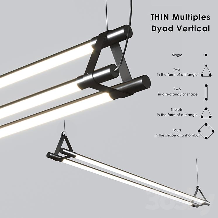 Thin Multiples Dyad Vertical Linear Suspension Light 3DS Max Model - thumbnail 1