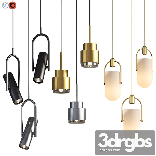 Three pendant hanging light set 01 3dsmax Download - thumbnail 1