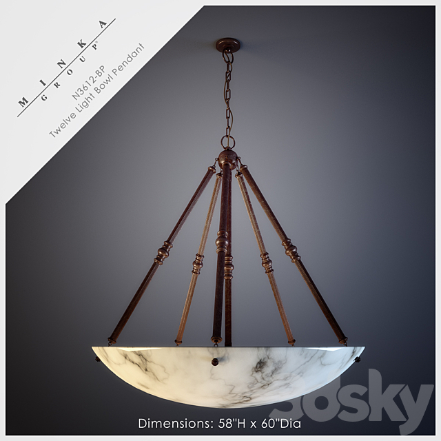 Twelve Light Bowl Pendant 3DSMax File - thumbnail 1