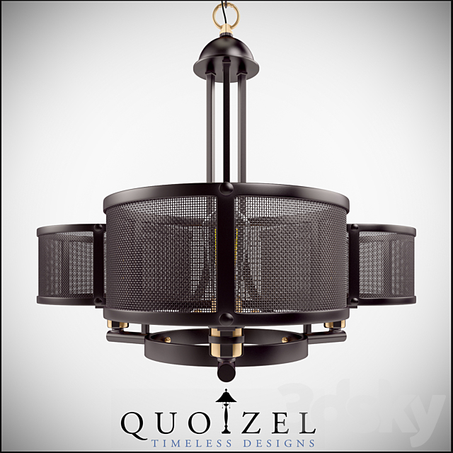 Union Station 3 Light Drum Chandelier by Quoizel 3DS Max Model - thumbnail 2