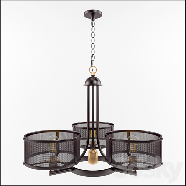 Union Station 3 Light Drum Chandelier by Quoizel 3DS Max Model - thumbnail 3