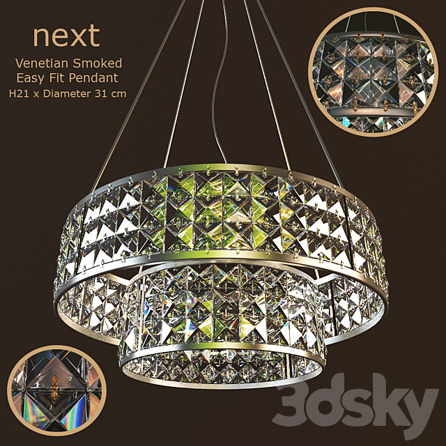 Venetian 5 Light Chandelier 3DS Max Model - thumbnail 1