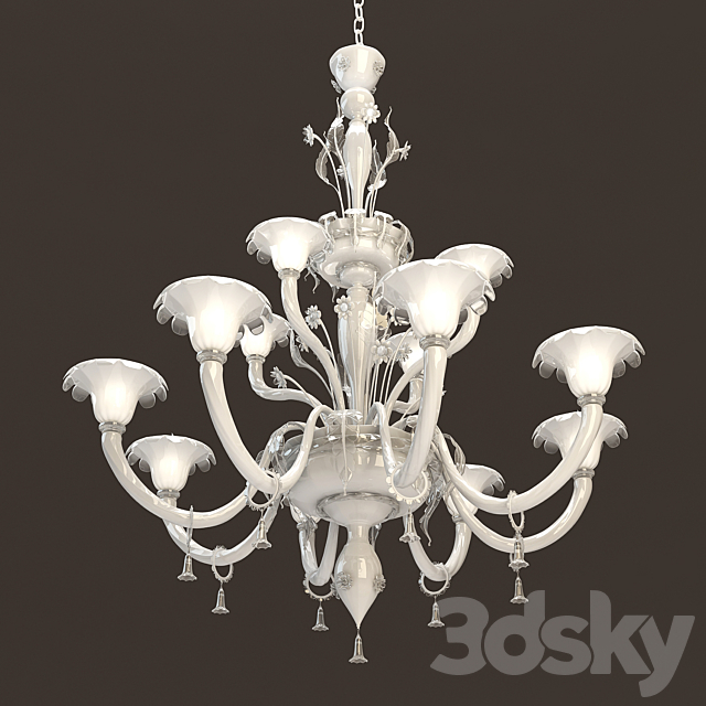 Veneziano 12 Lights Murano Chandelier 3DS Max Model - thumbnail 2