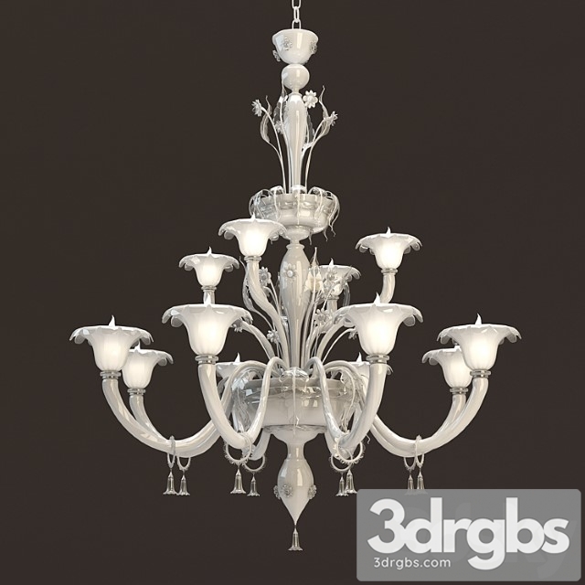 Veneziano 12 Lights Murano Chandelier 3dsmax Download - thumbnail 1