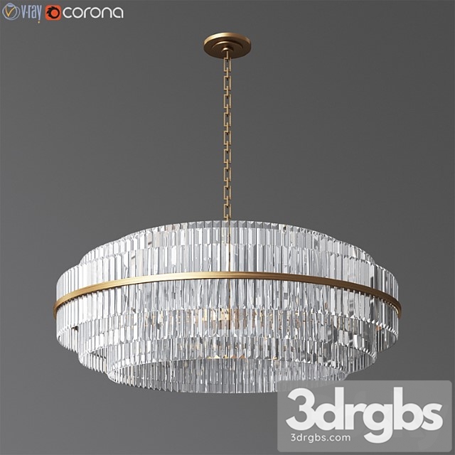 Vienna 48 round crystal chandelier antique brass 3dsmax Download - thumbnail 1