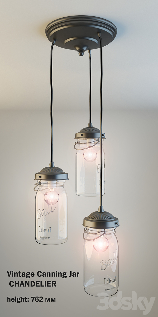 Vintage Canning Jar CHANDELIER 3DSMax File - thumbnail 1