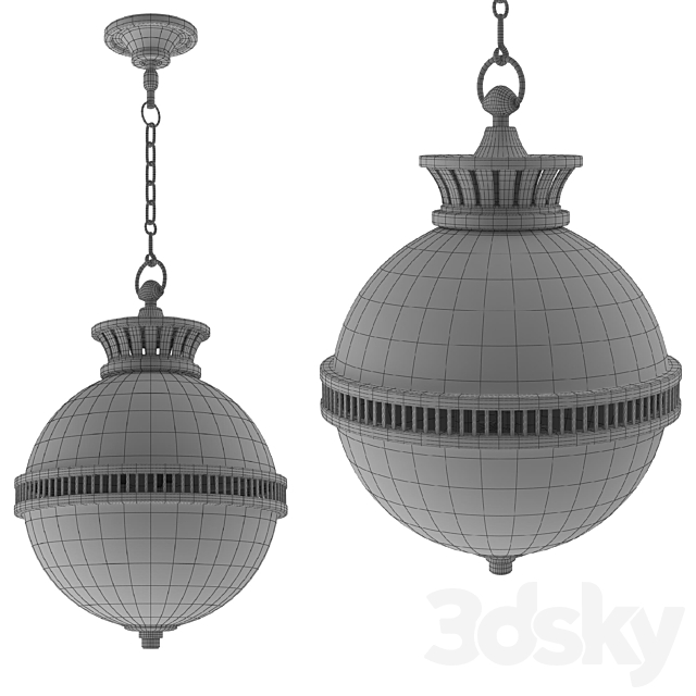 Visual Comfort Alderly 3 Light Globe Pendant 3DSMax File - thumbnail 2