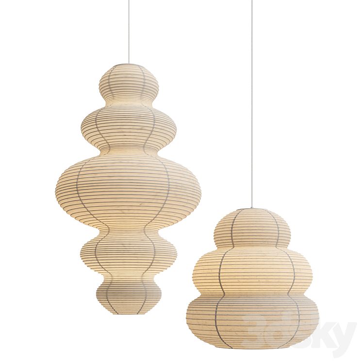 Wabi-sabi paper ceiling lights 3DS Max Model - thumbnail 1