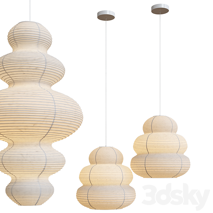 Wabi-sabi paper ceiling lights 3DS Max Model - thumbnail 2