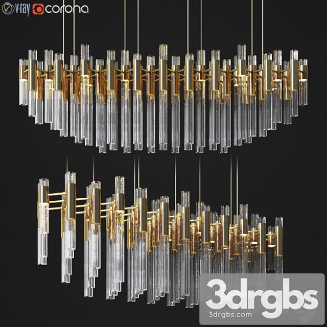 Waterfall linear rectangular suspension chandelier luxxu 3dsmax Download - thumbnail 1