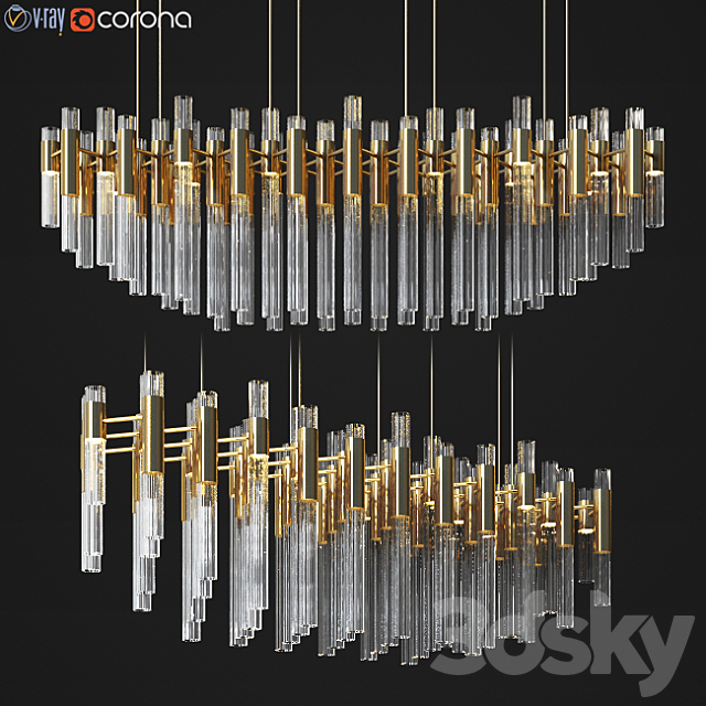 Waterfall Linear Rectangular Suspension Chandelier luxxu 3DSMax File - thumbnail 1