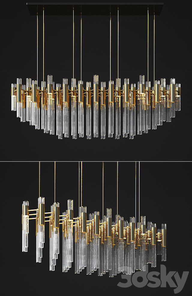 Waterfall Linear Rectangular Suspension Chandelier luxxu 3DSMax File - thumbnail 2