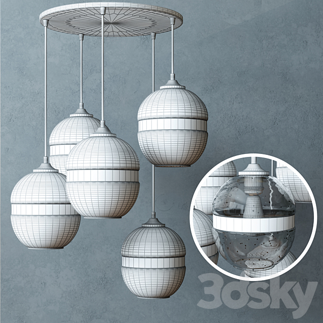 West elm – Banded Glass Chandelier 3DS Max Model - thumbnail 2