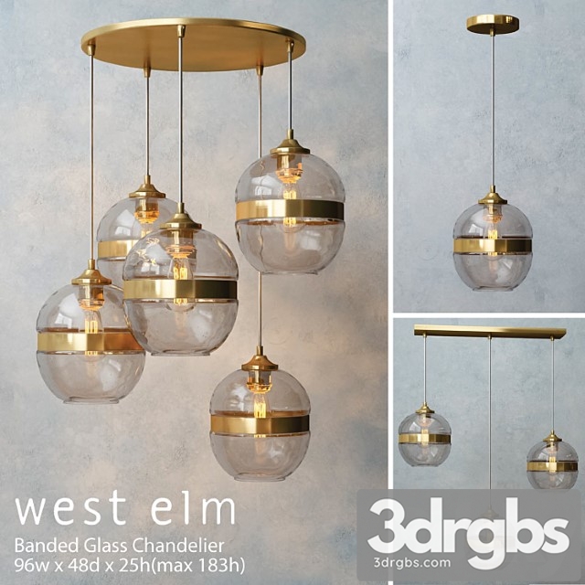 West Elm Banded Glass Chandelier 3dsmax Download - thumbnail 1