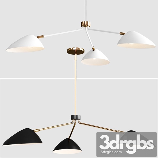 West elm curvilinear mid-century chandelier 3dsmax Download - thumbnail 1