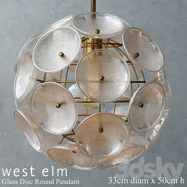 West elm – Glass Disc Round Pendant 3DSMax File - thumbnail 1