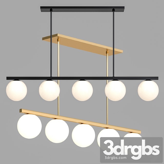 West elm – hayes linear chandelier 3dsmax Download - thumbnail 1