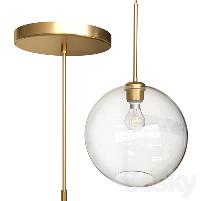 West Elm Sculptural Glass Globe Pendant – Medium 3DS Max Model - thumbnail 2