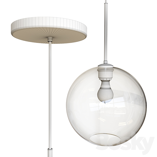 West Elm Sculptural Glass Globe Pendant – Medium 3DS Max Model - thumbnail 3