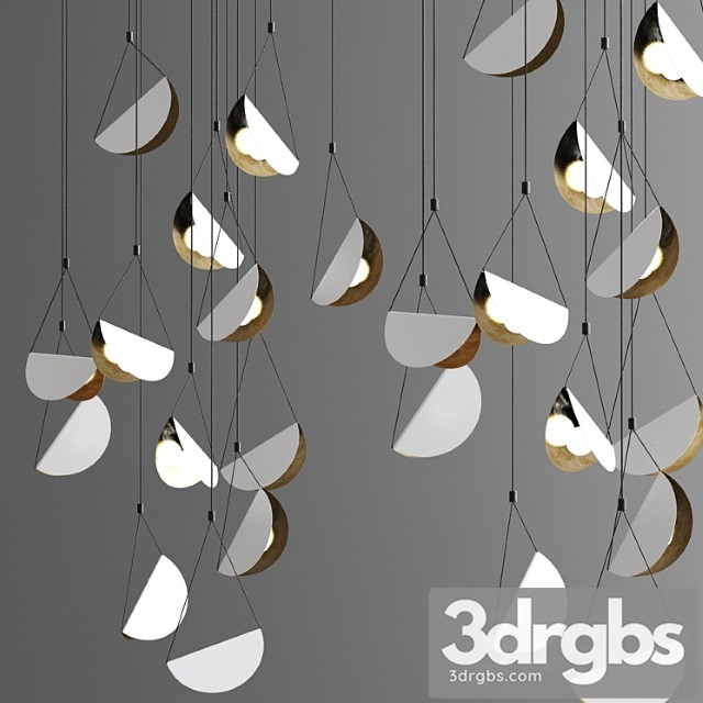 White glider pendant light chandelier 3dsmax Download - thumbnail 1