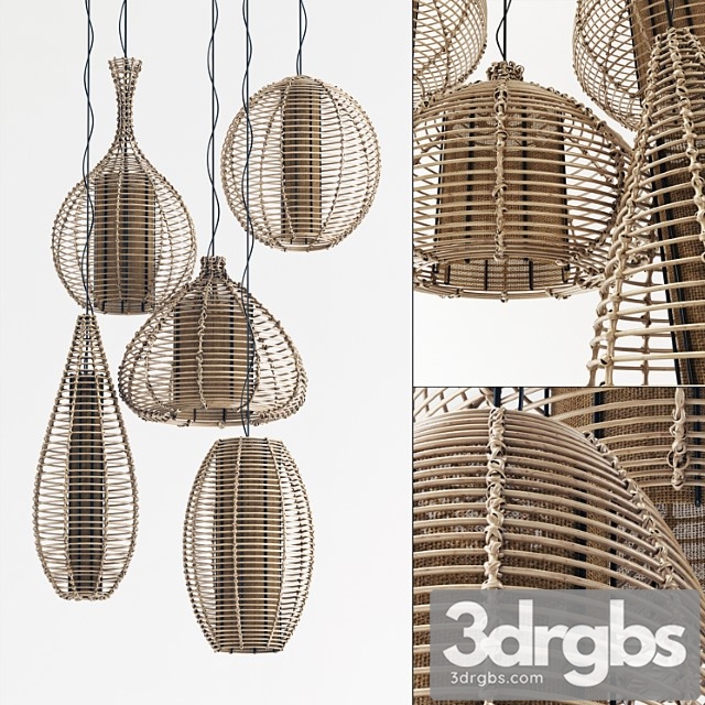 Wicker chandeliers made of thin rattan no. 1 - thumbnail 1