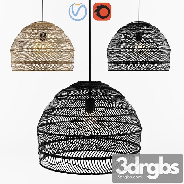 Wicker hanging lamp – hk living - thumbnail 1