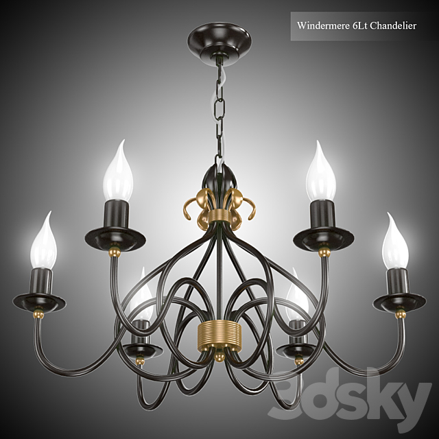 Windermere 6Lt Chandelier 3ds Max - thumbnail 2