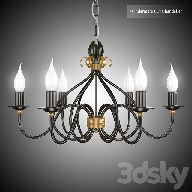 Windermere 6Lt Chandelier 3ds Max - thumbnail 3