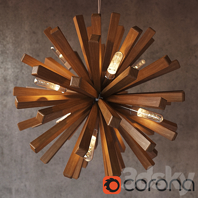 Wood design Sun Lamp 3DS Max Model - thumbnail 1