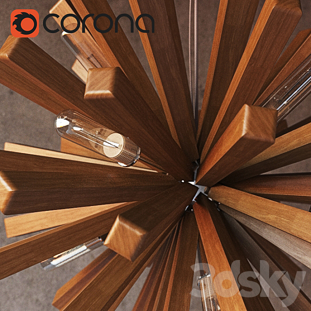 Wood design Sun Lamp 3DS Max Model - thumbnail 2