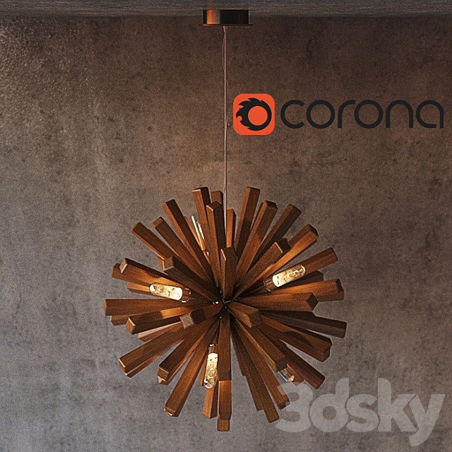 Wood design Sun Lamp 3DS Max Model - thumbnail 3