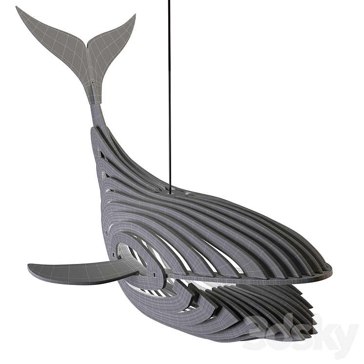 Wooden Whale Lamp 3DS Max Model - thumbnail 2