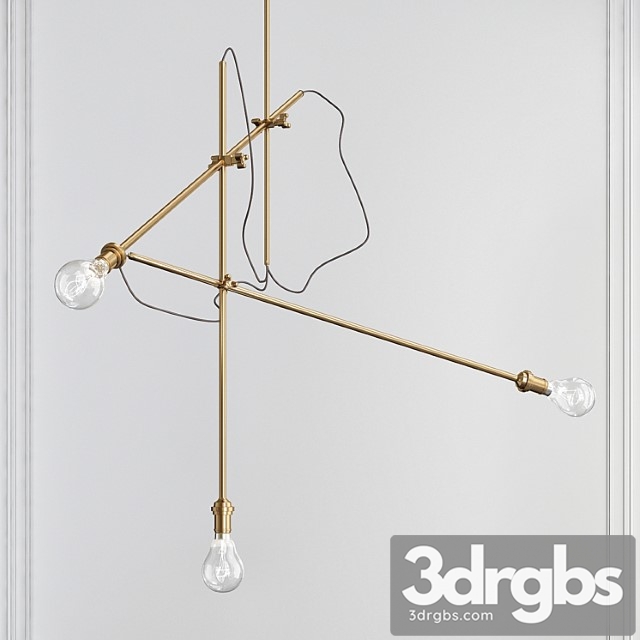 Workstead 3-arm brass chandelier 3dsmax Download - thumbnail 1