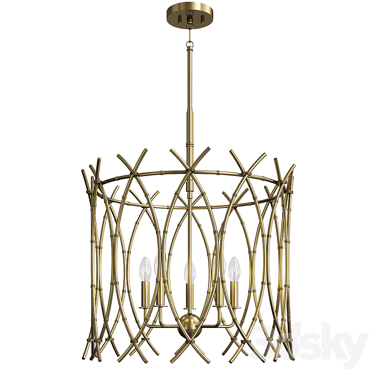 Woven bamboo chandelier 3DS Max Model - thumbnail 1