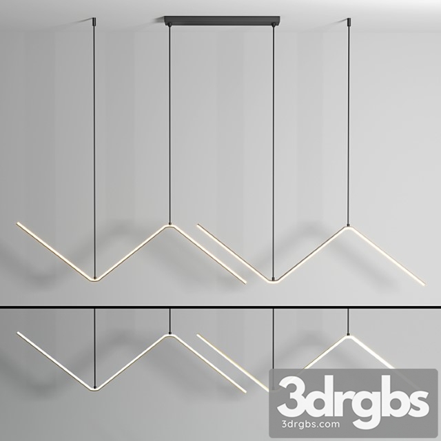 Zigzag Pendant Light Fixture Minimalism Aluminum Dining Room LED Ceiling Light in Black 3dsmax Download - thumbnail 1