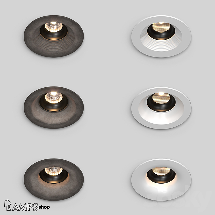 Concrete Recessed Lamps v1 3DS Max - thumbnail 1