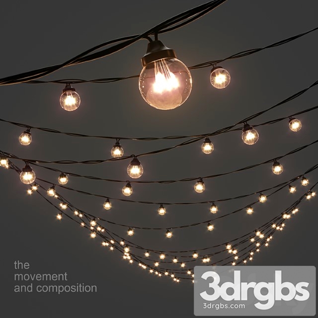 Editable Garland Galaxy Bulb String 3dsmax Download - thumbnail 1