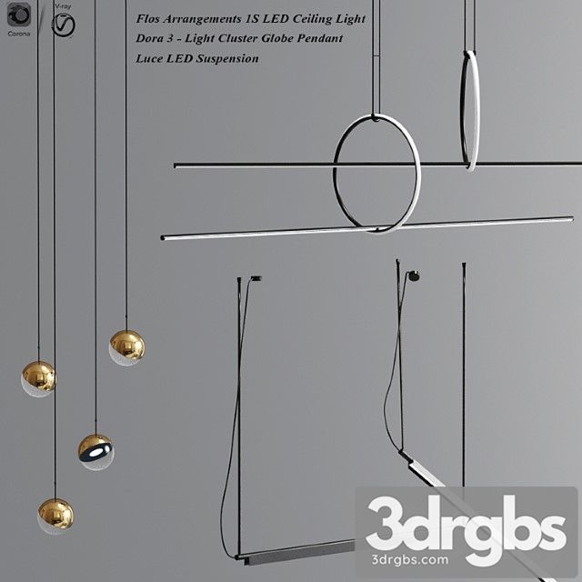 Flos linear suspension and dora pendant collection 3dsmax Download - thumbnail 1