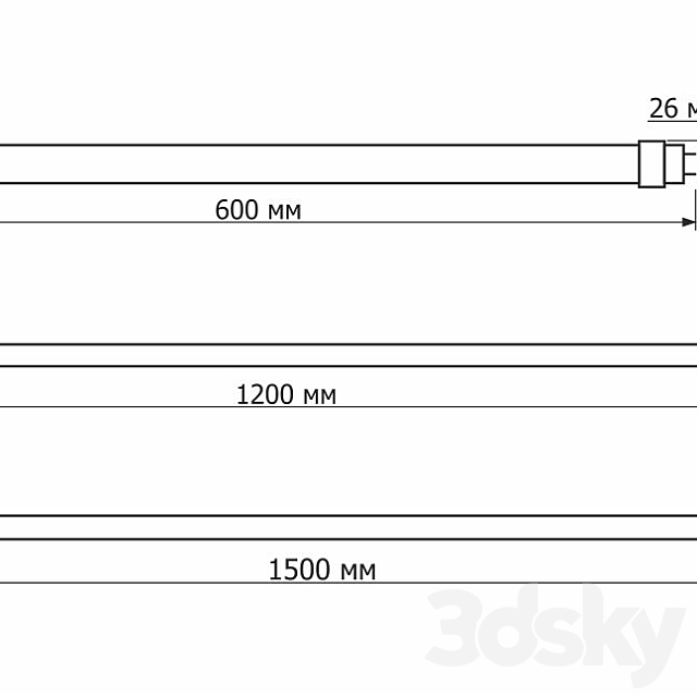 LED lamps with T8 SDL-G13 socket 3DSMax File - thumbnail 2