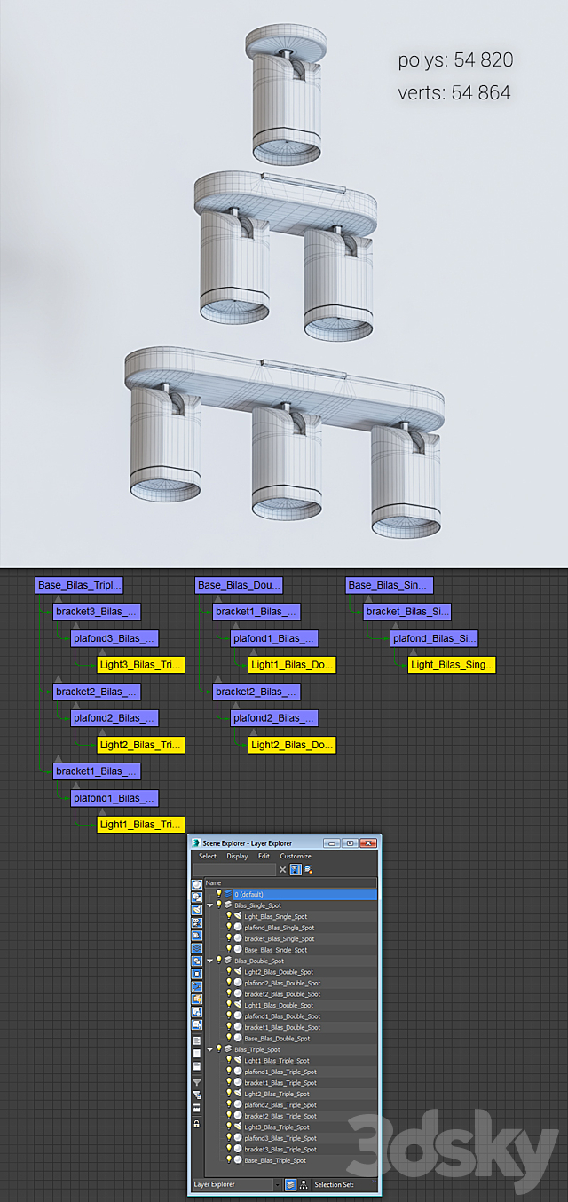 SLV BILAS set of wall-ceiling fixtures 3ds Max - thumbnail 3