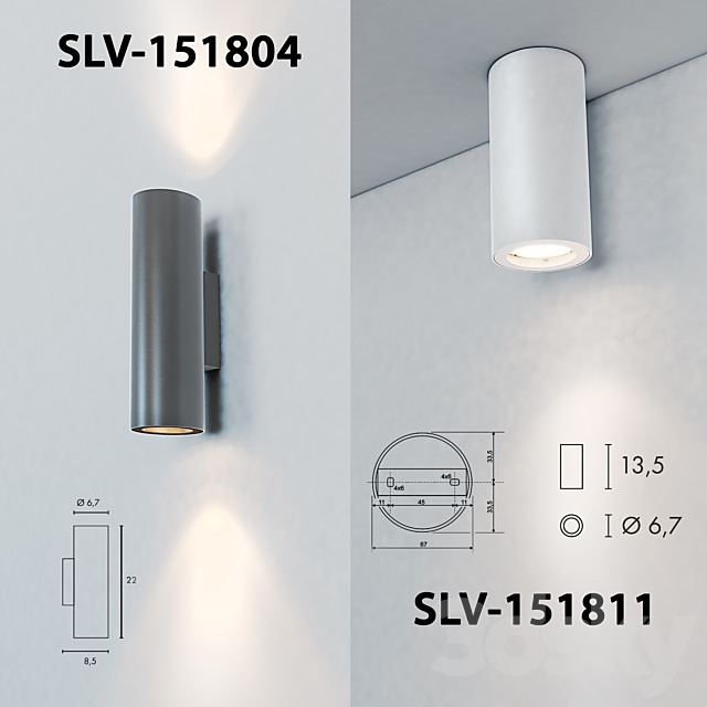 Wall lamp and ceiling SLV-151801 3DSMax File - thumbnail 1
