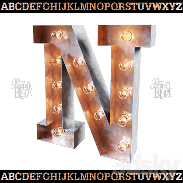 Alphabet (EN) RETROBLOCK 3DSMax File - thumbnail 1