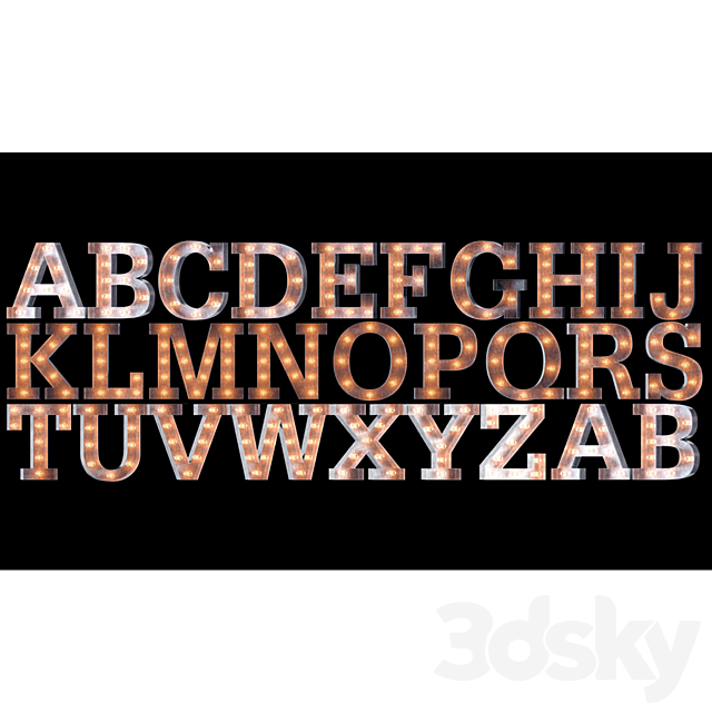 Alphabet (EN) RETROBLOCK 3DSMax File - thumbnail 2