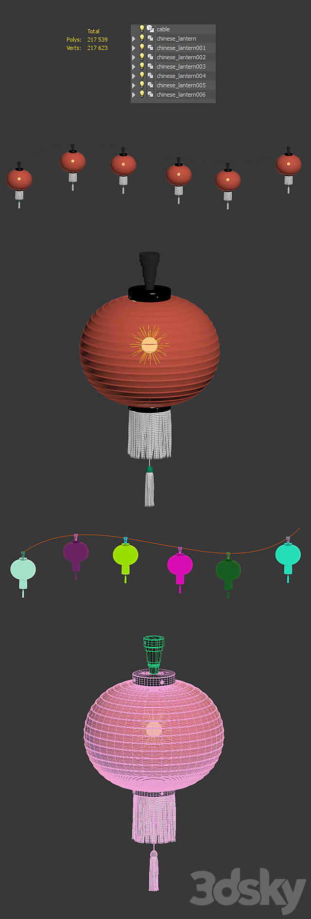 Chinese lantern 3ds Max - thumbnail 3